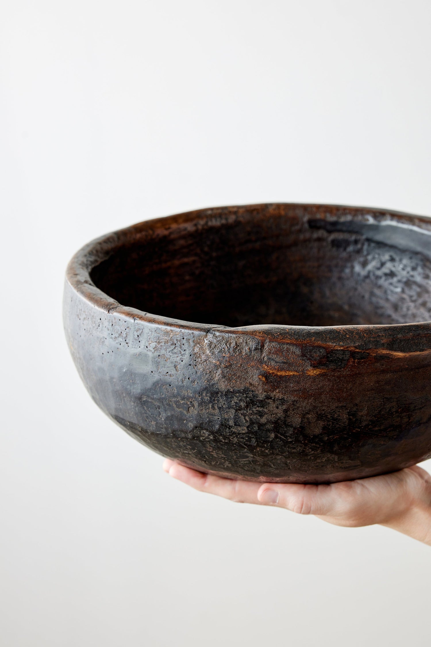 Vintage Iroko Wood Bowl-Decorative Bowl-Parc Decor