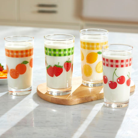 Vintage Juice Glasses, 11 ounce, Assorted, Set of 4-Beverageware-Parc Decor