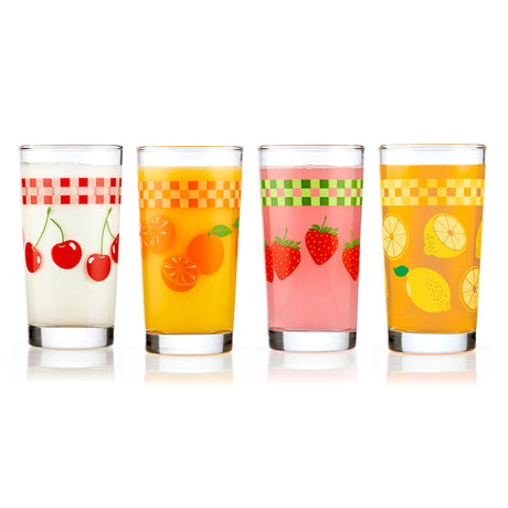 Vintage Juice Glasses, 11 ounce, Assorted, Set of 4-Beverageware-Parc Decor