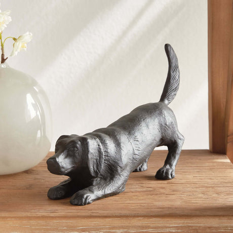 Vintage Metal Playful Dog Sculpture-Sculpture-Parc Decor