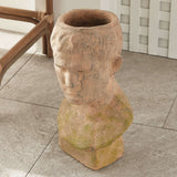 Vintage Moss Terracotta Male Bust Planter-Planter-Parc Decor