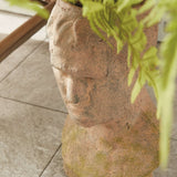 Vintage Moss Terracotta Male Bust Planter-Planter-Parc Decor