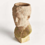 Vintage Moss Terracotta Male Bust Planter-Planter-Parc Decor