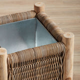 Vintage Rattan Planter with Teak Legs-Planter-Parc Decor
