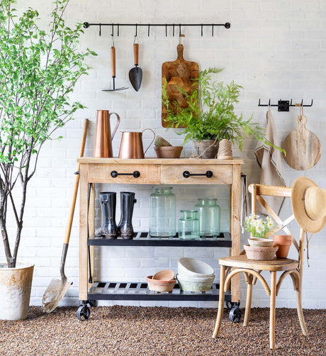 Vintage Rolling Garden Cart with Drawers-cart-Parc Decor