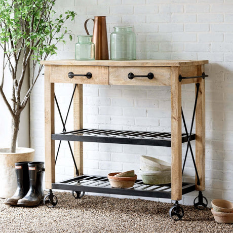 Vintage Rolling Garden Cart with Drawers-cart-Parc Decor