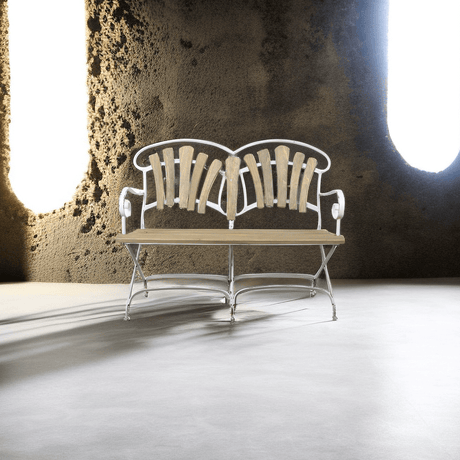 Vintage Rustic Wooden Garden Bench with Metal Frame-garden bench-Parc Decor