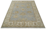Vintage Style Charcoal, Beige and Olive 8x10 Hand knotted Oushak wool Area Rug