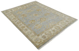 Vintage Style Charcoal, Beige and Olive 8x10 Hand knotted Oushak wool Area Rug