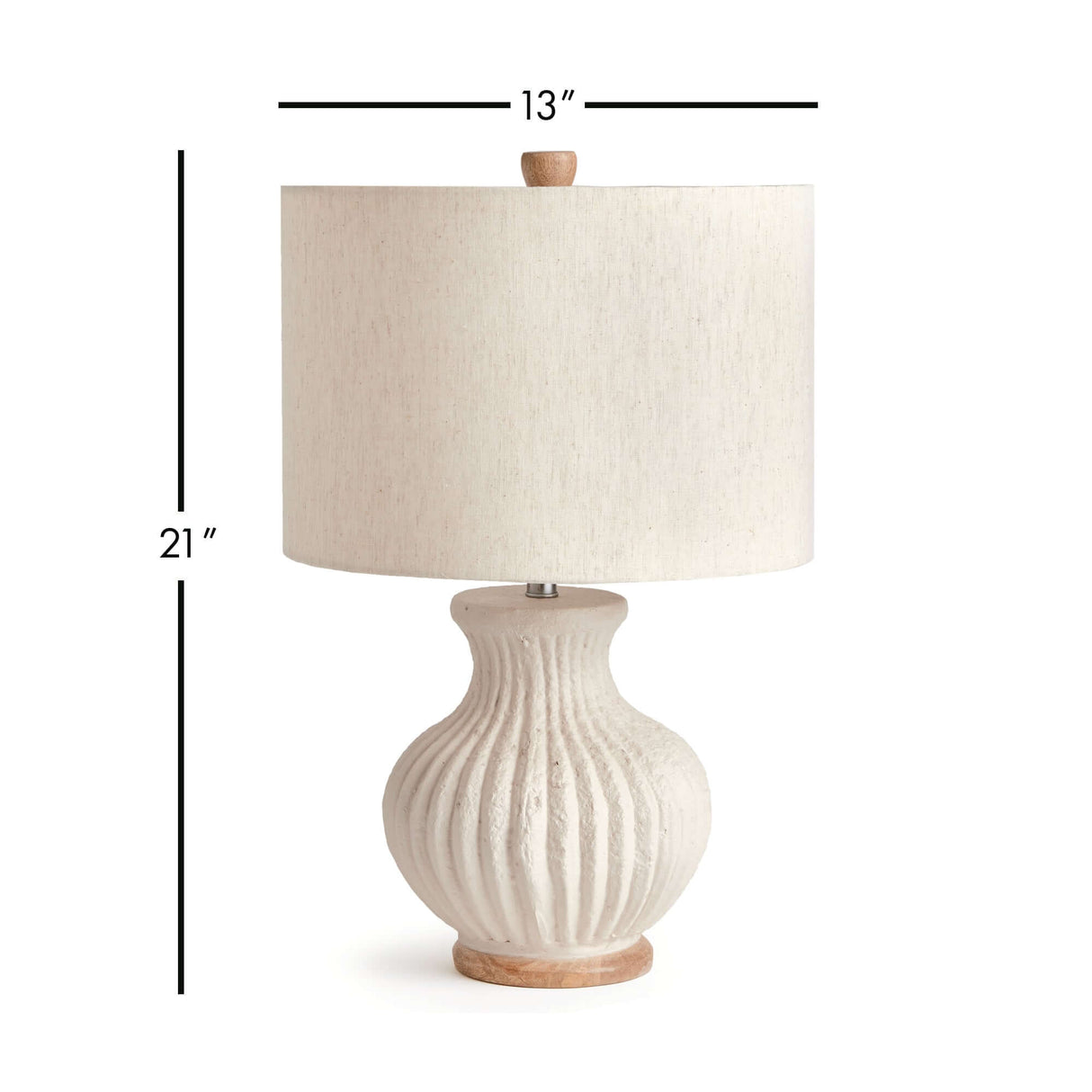 Vintage-Style Cream Ribbed Table Lamp with Linen Shade-table lamp-Parc Decor