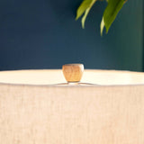 Vintage-Style Cream Ribbed Table Lamp with Linen Shade-table lamp-Parc Decor
