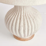 Vintage-Style Cream Ribbed Table Lamp with Linen Shade-table lamp-Parc Decor