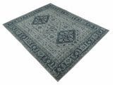 Vintage Style Distressed Traditional Hand Knotted Serapi Silver and Gray Multi Size Area Rug
