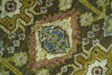 Vintage Style Earthy Green and Silver Traditional Hand Knotted Multi Size wool area rug