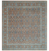 Vintage Style Hand Knotted Serapi Blue and Rust Traditional Custom Made Area Rug