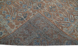 Vintage Style Hand Knotted Serapi Blue and Rust Traditional Custom Made Area Rug