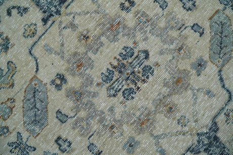 Vintage Style Ivory and Rust 8x10 Traditional Textured Low Pile Wool Rug