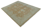 Vintage Style Rust and Beige Hand knotted Traditional Oushak 8x10 and 9x12 wool Area Rug