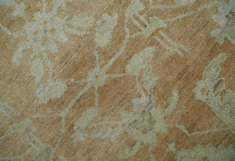 Vintage Style Rust and Beige Hand knotted Traditional Oushak 8x10 and 9x12 wool Area Rug