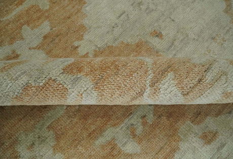 Vintage Style Rust and Beige Hand knotted Traditional Oushak 8x10 and 9x12 wool Area Rug