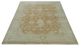 Vintage Style Rust and Beige Hand knotted Traditional Oushak 8x10 and 9x12 wool Area Rug