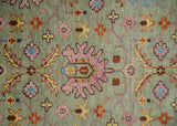 Vintage Style Rust, Pink and Blue Hand Knotted Traditional Oushak Multi Size wool Area Rug