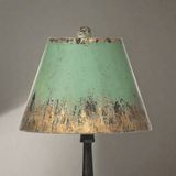 Vintage Table Lamp with Distressed Green and Gold Shade-table lamp-Parc Decor