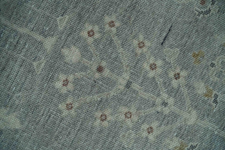 Vintage Texture, Low Pile Hand Knotted Silver and Ivory Traditional Oushak Multi Size Wool Area Rug