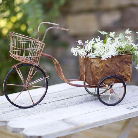Vintage Tricycle Garden Planter in Weathered Metal-Planter-Parc Decor