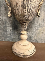 Vintage Trophy Vase In Distressed Metal-vase-Parc Decor