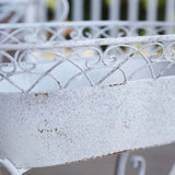 Vintage White Metal Planters with Scrolled Stands (Set of 2)-Planters-Parc Decor