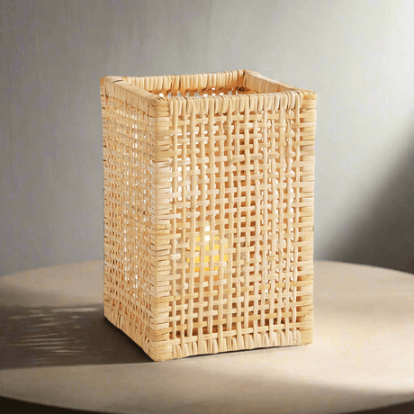 Vintage Woven Rattan Hurricane Candle Holder-Candle holder-Parc Decor