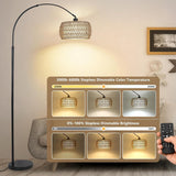 Walker Edison | Boho Arc Floor Lamps for Living Room with 3 Color Temperatures