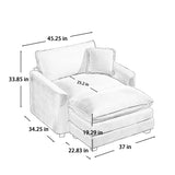 Walker Edison | Corduroy Deep Seat Cloud Accent Chair with Ottoman Set