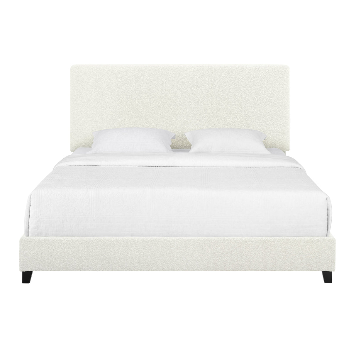 Walker Edison | King Size White Boucle Upholstered Platform Bed