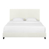 Walker Edison | King Size White Boucle Upholstered Platform Bed