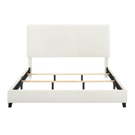 Walker Edison | King Size White Boucle Upholstered Platform Bed