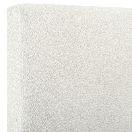 Walker Edison | King Size White Boucle Upholstered Platform Bed