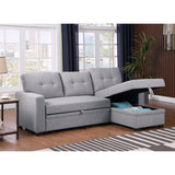 Walker Edison | Linen Pull Out Sectional Sofa with Storage Chaise