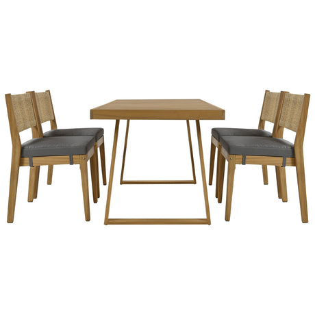 Walker Edison | Outdoor Acacia Wood Dining Table and Chair Set