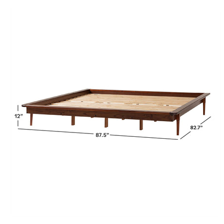 Walker Edison Spindle King Mid-Century Solid Wood Platform Bed