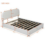 Walker Edison | Teddy Full Size Upholstered Platform Bed with Hydraulic Storage