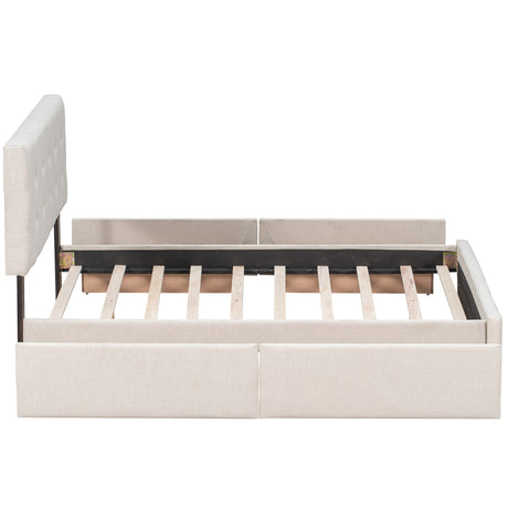 Walker Edison | Upholstered Queen Platform Bed with Storage