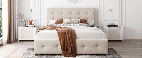 Walker Edison | Upholstered Queen Platform Bed with Storage