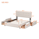 Walker Edison | Upholstered Queen Platform Bed with Storage