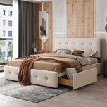 Walker Edison | Upholstered Queen Platform Bed with Storage