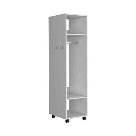 Walker Edison | White Tall Wardrobe Armoire with Mirror