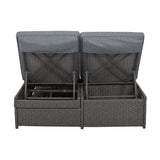 Walker Edison | Wicker Outdoor Double Sunbed Set