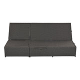 Walker Edison | Wicker Outdoor Double Sunbed Set