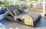 Walker Edison | Wicker Outdoor Double Sunbed Set